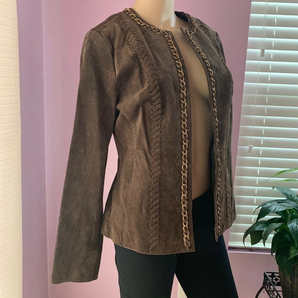 HAL RUBENSTEIN BLAZER Size S brown SUEDE LEATHER